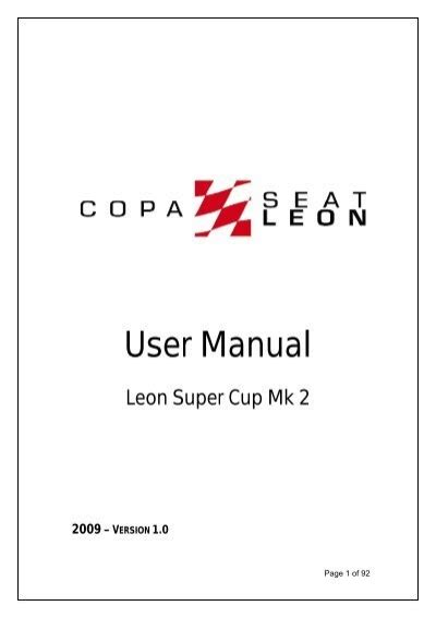 User manual seat leon super cup mk2. - Ip office embedded voicemail user guide.